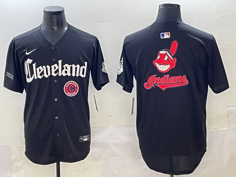 Men 2025 Cleveland Indians Blank Black Five generations Joint Name Nike MLB Jersey style 10->cleveland indians->MLB Jersey